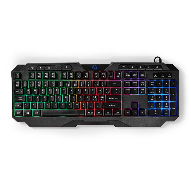 Nedis Wired Gaming Keyboard | USB Type-A | Membrane Nøgler | LED | QWERTY | ND layout | USB Drevet | Strømkabellængde: 1.30 m | Multimedia