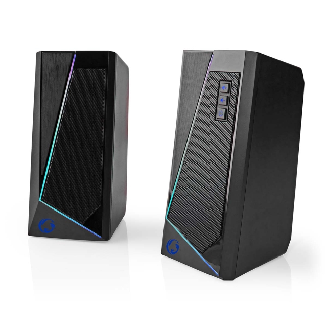 Nedis Gaming Højttaler | Højttalerkanaler: 2.0 | USB Drevet | 3.5 mm Hanstik | 18 W | LED | Volumenkontrol