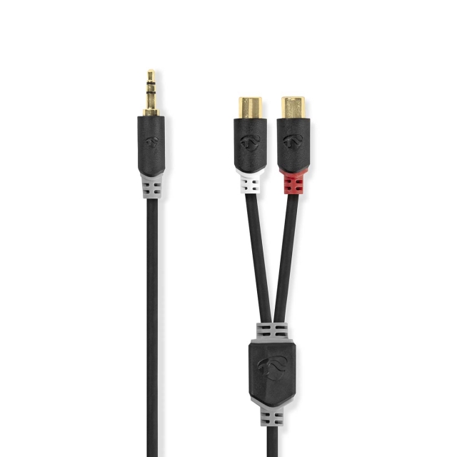 Nedis Stereo Audio kabel | 3.5 mm Hanstik | 2x RCA Hun | Guldplateret | 0.20 m | Runde | Antracit | Box