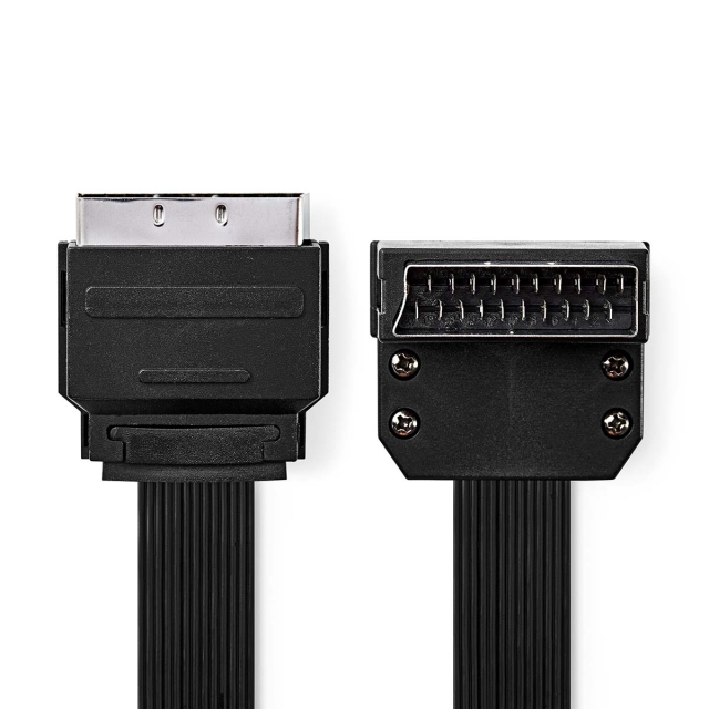 Nedis SCART-kabel | SCART Han | SCART Han | Nikkelplateret | 480p | 2.00 m | Fladt | PVC | Sort | Konvolut