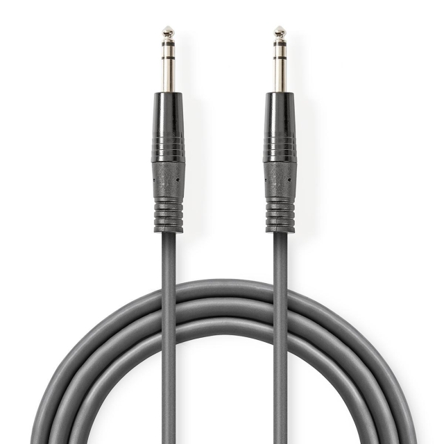 Nedis Stereo Audio kabel | 6.35 mm Hanstik | 6.35 mm Hanstik | Nikkelplateret | 1.50 m | Runde | Mørkegrå | Kartonhylster