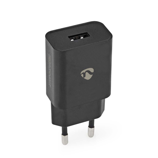 Nedis Vægoplader | 12 W | Hurtigopladningsfunktion | 1x 2.4 A A | Antal output: 1 | USB-A | Uden Kabel | Single Voltage Output | Sort
