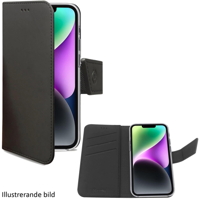 Celly Wally Wallet Case iPhone 15 Plus Svart