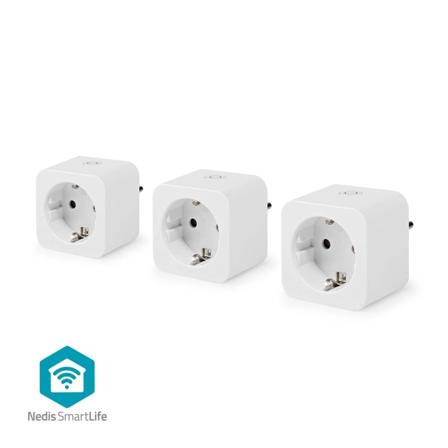 Nedis SmartLife Smart Plug | IP21 | Effektmåler | 3680 W | Type F (CEE 7/7) | 0 - 55 °C | Android™ / IOS | Hvid | 3 stk
