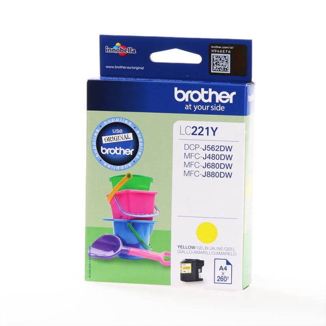 Brother Blæk LC221Y LC-221 Gul