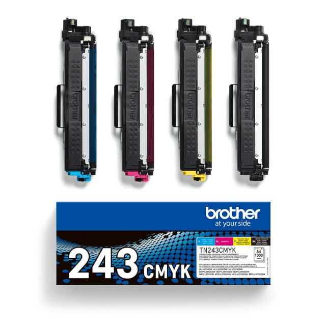 Brother Toner Multipak TN243CMYK TN-243 Sort Cyan Magenta Gul