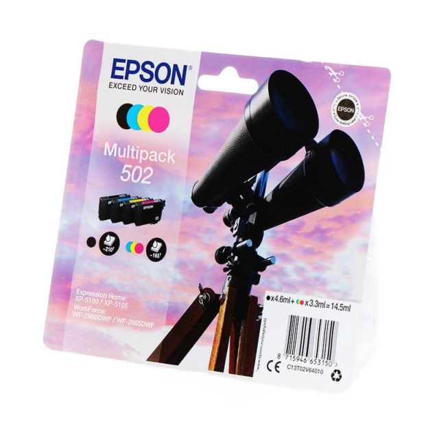 EPSON Blæk Multipak C13T02V64010 502 Binoculars Sort Cyan Magenta Gul