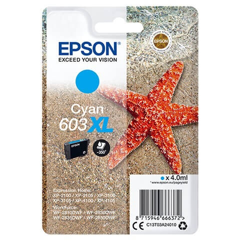 EPSON Blæk C13T03A24010 603XL Starfish Cyan
