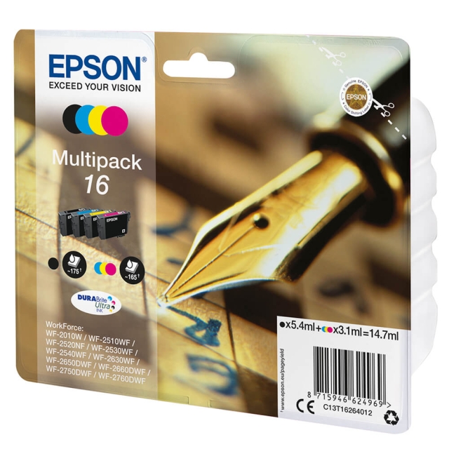 EPSON Blæk Multipak C13T16264012 16 Sort Cyan Magenta Gul