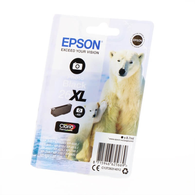 EPSON Blæk C13T26314012 26XL Polar Bear Foto Sort