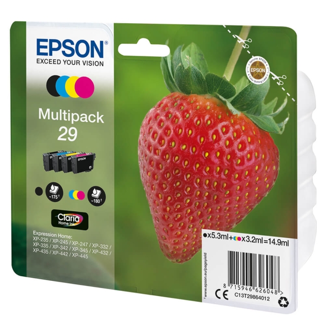 EPSON Blæk Multipak C13T29864012 29 Strawberry  Sort Cyan Magenta Gul