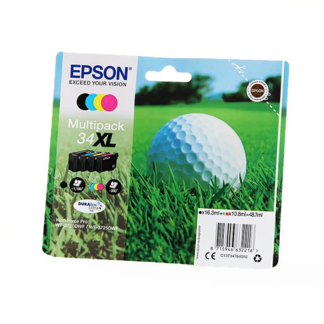 EPSON Blæk Multipak C13T34764010 34XL Golf Ball Sort Cyan Magenta Gul