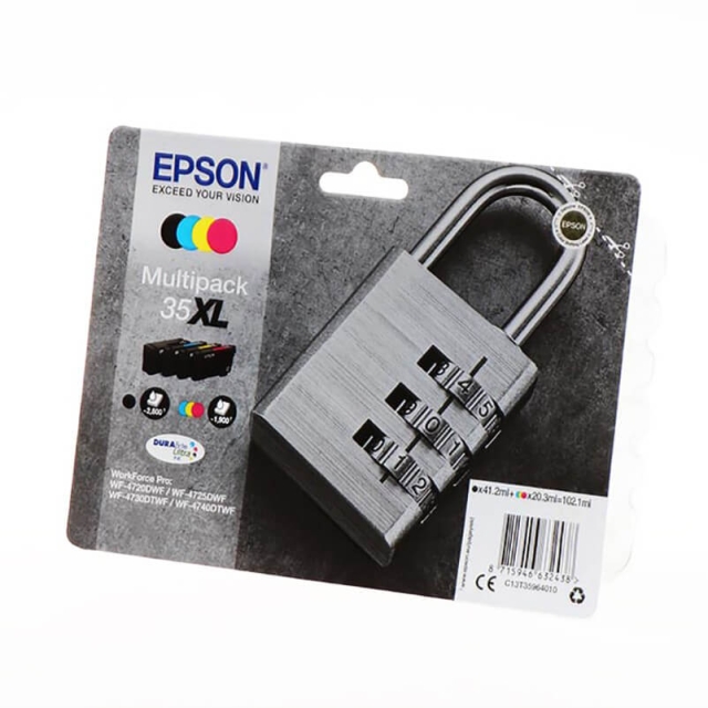 EPSON Blæk Multipak C13T35964010 35XL Padlock Sort Cyan Magenta Gul