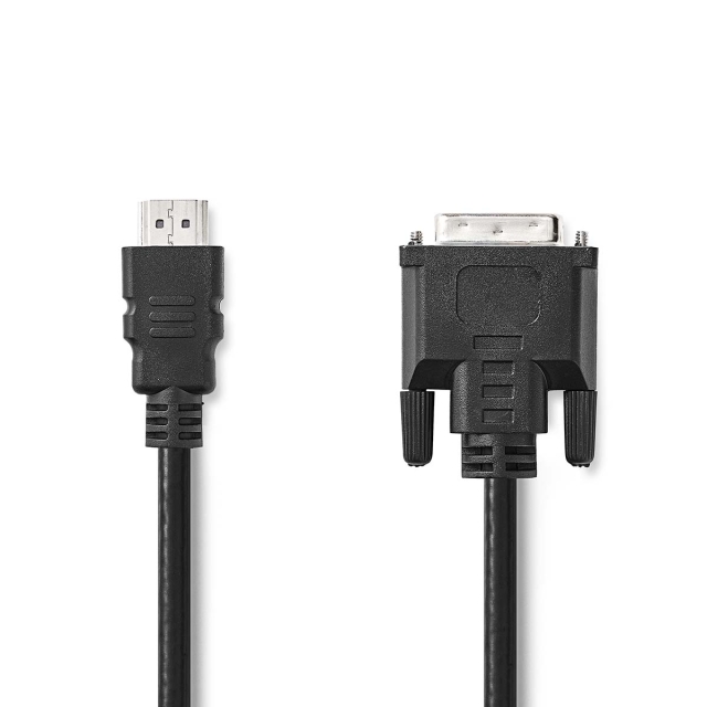 Nedis HDMI™ kabel | HDMI™ Stik | DVI-D 24 + 1-pin han | 1080p | Nikkelplateret | 2.00 m | Lige | PVC | Sort | Label