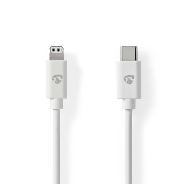 Nedis Lightning Kabel | USB 2.0 | Apple Lightning 8-pin | USB-C™ Han | 480 Mbps | Nikkelplateret | 2.00 m | Runde | PVC | Hvid | Label