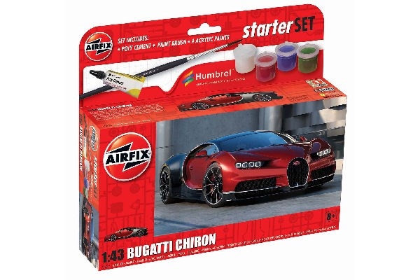 AIRFIX Small Starter Set 1:43 Bugatti Chiron, new