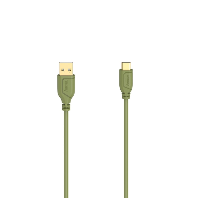 Hama Kabel USB-C Flexi-Slim USB-A-USB-C Guld Grøn 0,75m