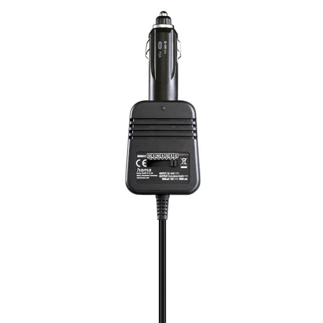 Hama Strømforsyningsenhed til biler 1000mA 12W Max 12V Stab