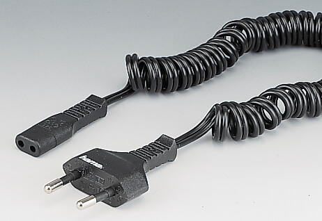 Hama Strømkabel Shaver 2- Pol Spiral 1,4m Sort