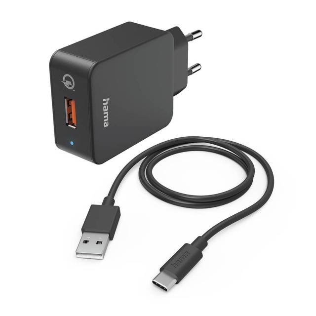 Hama Oplader 220V med USB-C Cable Qualcomm 19.5W Sort