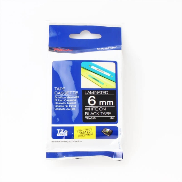 Brother Tape TZE-315 6mm Vit på Svart