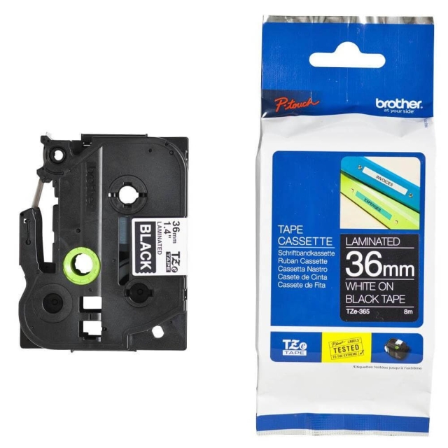 Brother Tape TZE-365 36mm Vit på Svart
