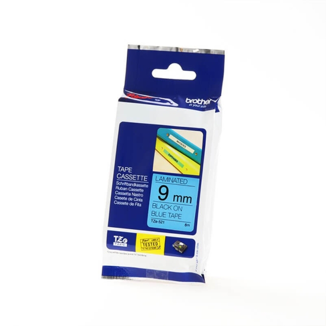 Brother Tape TZE-521 9mm Svart på Blå