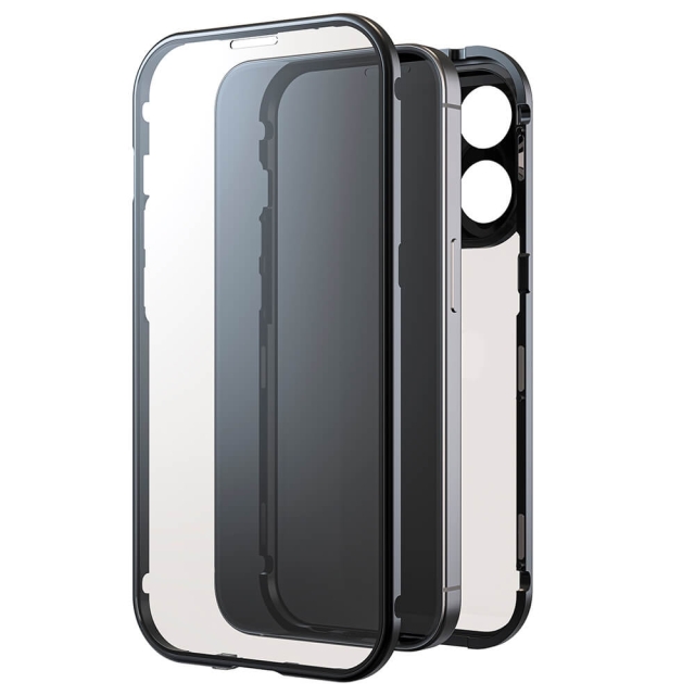 BLACK ROCK Cover 360° Glas Transp/Sort - iPhone 15 Pro