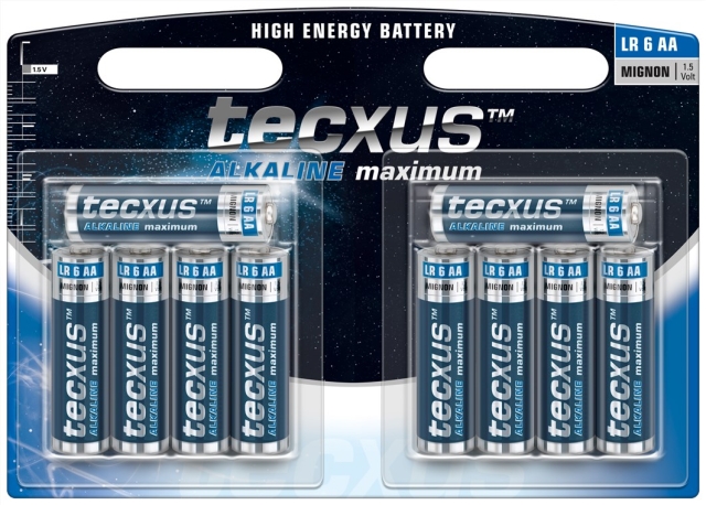 tecxus LR6/AA (Mignon) batteri, 10 stk. blister alkaline mangan batteri, 1,5 V