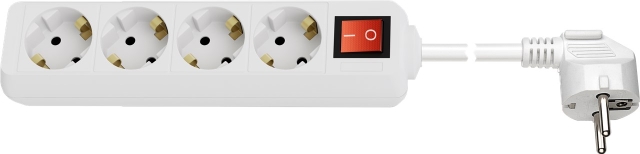 Goobay Stikdåse 4 udtag med afbryder, 1,5 m, hvid stikkontakter til indendørs brug