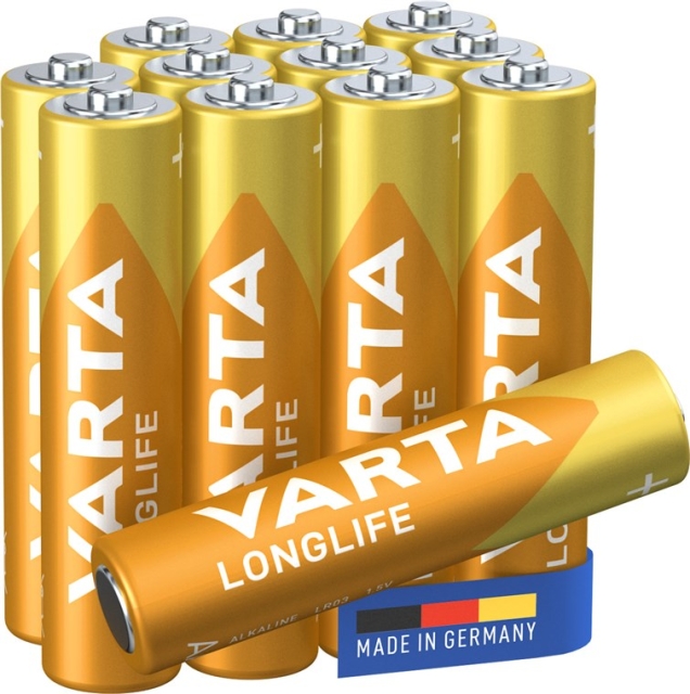 Varta LR03/AAA (Micro) (4103) batteri, 12 stk. æske alkaline mangan batteri, 1,5 V