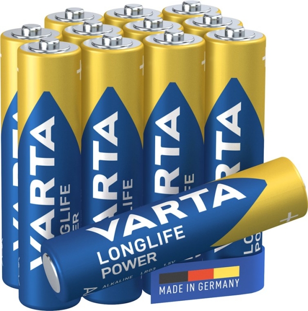 Varta LR03/AAA (Micro) (4903) batteri, 12 stk. æske alkaline mangan batteri, 1,5 V