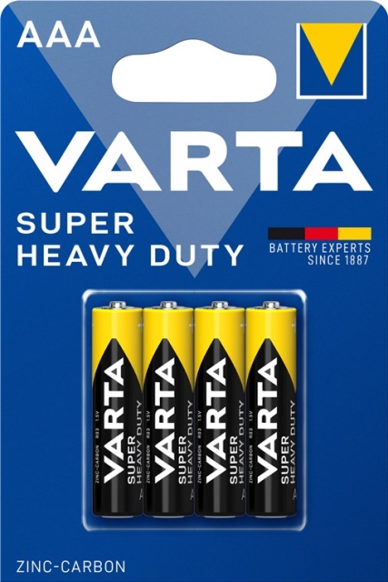Varta R03/AAA (Micro) (2003) batteri, 4 stk. blister Zink- carbon batteri, 1,5 V
