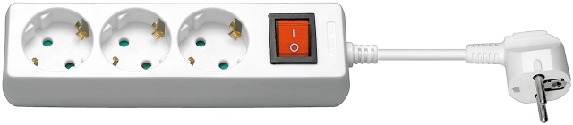 Goobay Stikdåse 3 udtag med afbryder, 1,5 m, hvid 3x sikkerhedshunstik