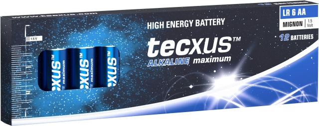 tecxus LR6/AA (Mignon) batteri, 12 stk. æske alkaline mangan batteri, 1,5 V