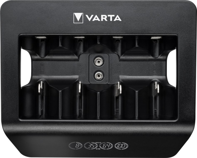 Varta LCD Universal Charger+ (type 57688) oplader 1x 9 V-batteri eller op til 4x AA-batterier, AAA-batterier, C- eller D-batterier (NiMH) samtidigt