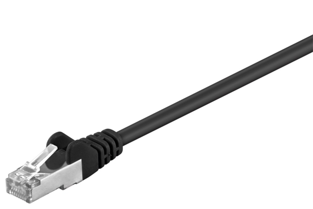 Goobay Netværkskabel CAT 5e, F/UTP, sort, 10 m kobberbeklædt aluminiumleder (CCA)