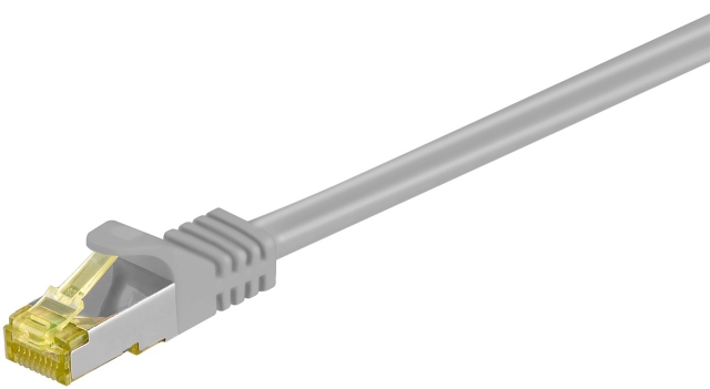 Goobay RJ45 netværkskabel S/FTP (PiMF), 500 MHz, med CAT 7 råkabel, grå, 10 m LSZH halogenfri kabelkappe, kobber, RJ45-hanstik (CAT 6A)