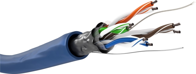Goobay CAT 5e Netværkskabel, F/UTP, 100 m, blå Kobberbeklædt aluminiumleder (CCA), AWG 26/7 (stranded), PVC-kabelbeklædning