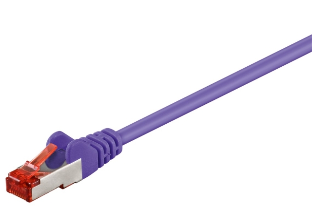 Goobay Netværkskabel CAT 6, S/FTP (PiMF), violet, 3 m kobberleder (CU), halogenfri kabelkappe (LSZH)