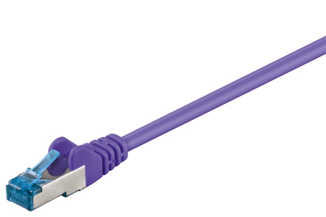 Goobay Netværkskabel CAT 6A, S/FTP (PiMF), violet, 0,5 m kobberleder (CU), halogenfri kabelkappe (LSZH)