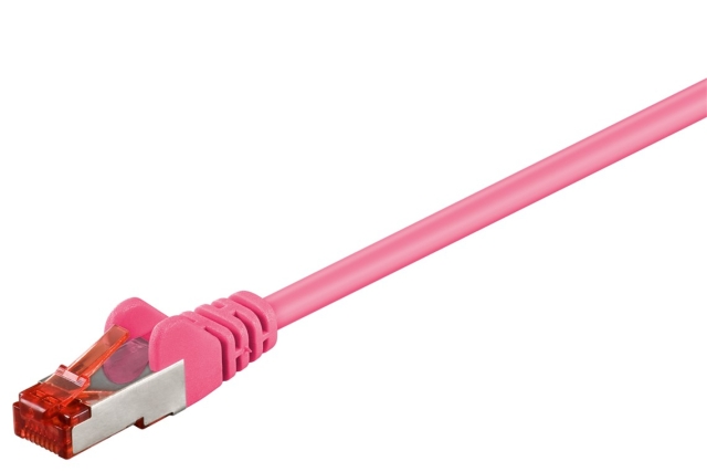 Goobay Netværkskabel CAT 6, S/FTP (PiMF), magenta, 7,5 m kobberbeklædt aluminiumleder (CCA)