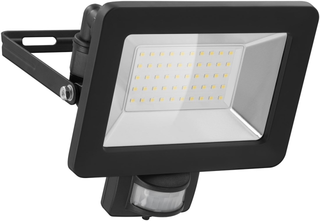 Goobay LED udendørs projektør, 50 W, med bevægelsesdetektor med 4250 lm, neutralt hvidt lys (4000 K), PIR-sensor med ON/OFF-funktion og M16 kabelforskruning, egnet til udendørs brug (IP44)
