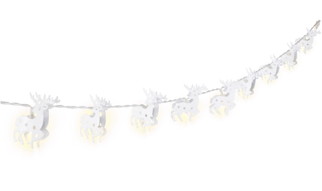 Goobay 10 LED lyskæde "Rensdyr", hvid med timerfunktion, varm-hvid (3000 K), batteridrevet
