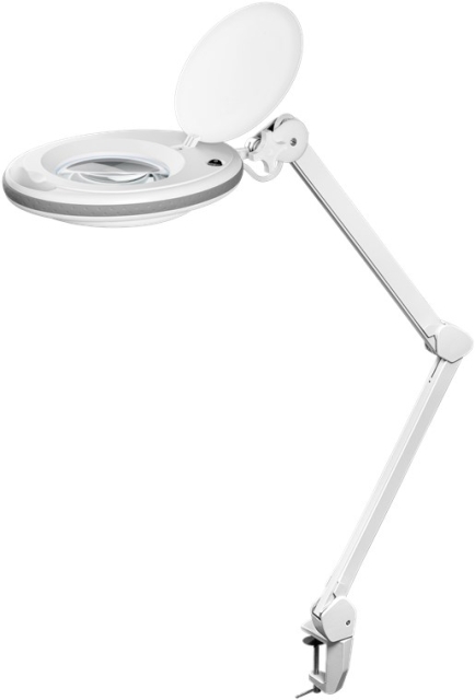 Goobay LED-luplampe med klemme, 8 W, hvid 650 lm, 127 mm krystalglaslinse, 1,75x forstørrelse, 3 dioptrier