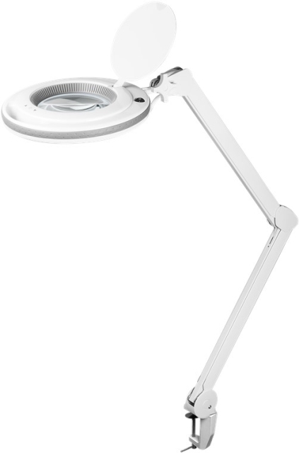 Goobay LED-luplampe med klemme, 9 W, hvid 80-730 lm, dæmpbar, 127 mm krystalglaslinse, 1,75x forstørrelse, 3 dioptrier