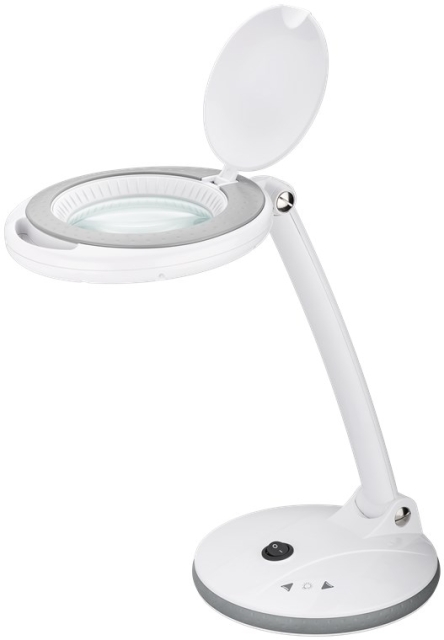 Goobay LED-luplampe med fod, 6 W, hvid 80-450 lm, dæmpbar, 100 mm glaslinse, 1,75x forstørrelse, 3 dioptrier