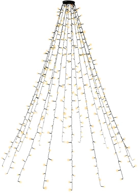 Goobay 400 LED lyskæde med ring til juletræ med timer og hukommelsesfunktion, 8 lysindstillinger, 24 V ekstern transformer, varm hvid (3000 K), til indendørs og udendørs brug (IP44)