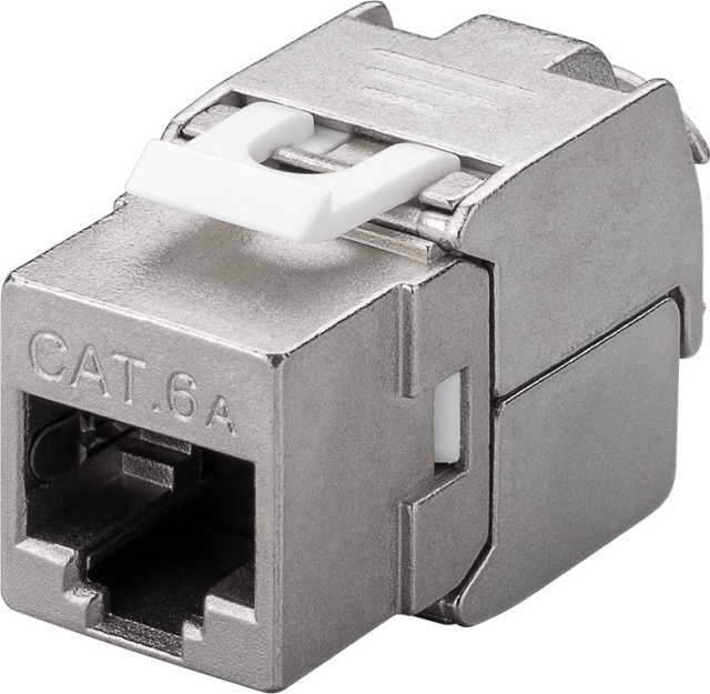 Goobay Keystone modul RJ45 CAT 6A, STP, 500 MHz, slim-line 16,3 mm bred, krokodilletype, til værktøjsfri IDC-montering