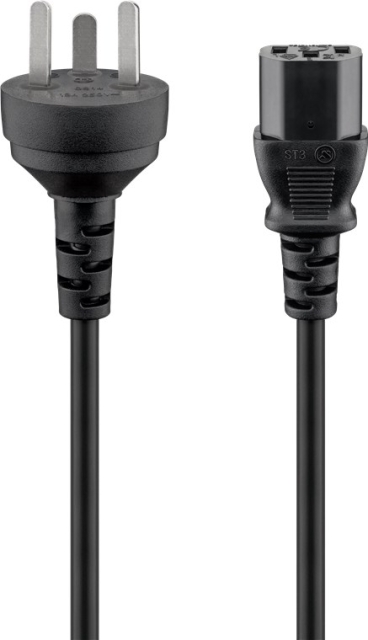 Goobay IEC-kabel Danmark type K, 2 m, sort Danmarks stik (Type K, IEC 60906-1) > C13 apparatudtag (IEC-stik)